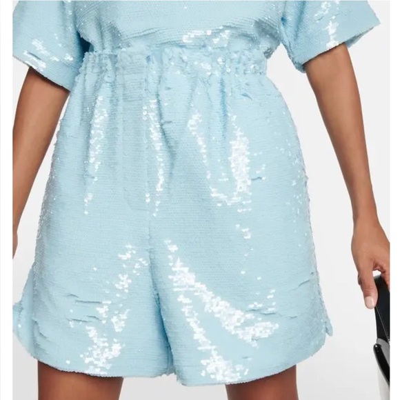 The Frankie Shop Pants - The Frankie Shop Jazz Sequins Boxer Short in Sky Blue - Size Medium